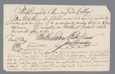 Brief von Pfarrer Hooyman an Jan Brandes von Johannes Hooyman