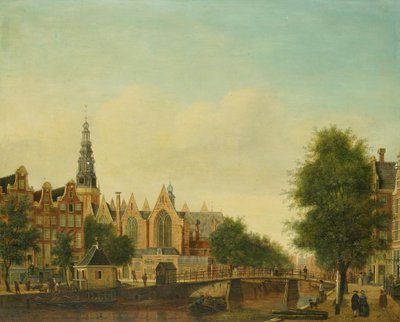 Die Oude Kerk gesehen vom Oudezijds Voorburgwal von Johannes Huibert Prins