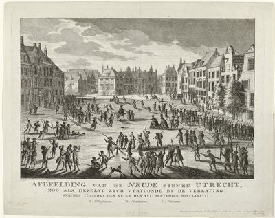 Patrioten verlassen die Neude in Utrecht, 1787 von Johannes Jelgerhuis