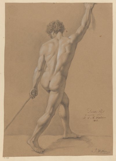 Stehender männlicher Akt, von hinten gesehen (3. Preis 1812) von Johannes Joseph Maria Watrin