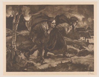 Mann und Frau mit Sack auf dem Rücken von Johannes Josephus Aarts (signed by artist)