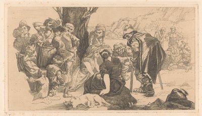 Männer, Frauen und Kinder bei einem Baum von Johannes Josephus Aarts