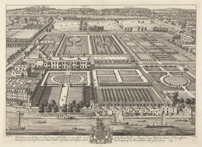 Ansicht von Beaufort House und Chelsea 1699 von Johannes Kip