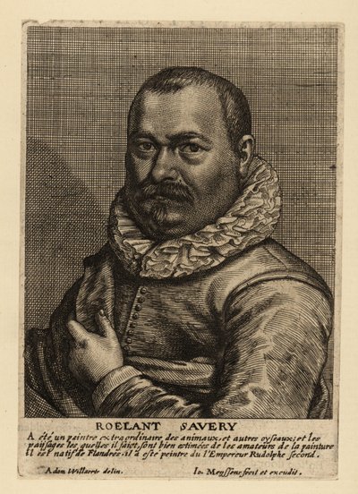 Porträt von Roelant Savery, in Flandern geborener niederländischer Maler des Goldenen Zeitalters von Johannes Meyssens