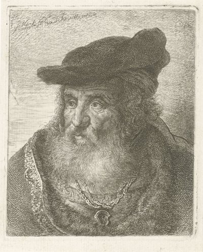 Porträt eines alten Mannes mit Barett von Johannes Mock