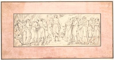 Die Bergpredigt. Entwurf für ein verlorenes Relief für die Marmorkirche (Giebel über den Eckfenstern) von Johannes Wiedewelt