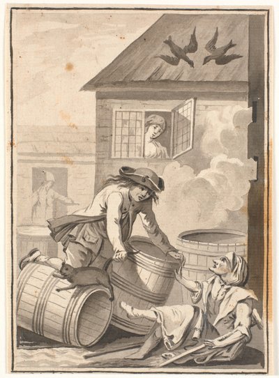 Jens Blok und Gunild. Illustration zu Ludvig Holberg: Peder Paars 1772. (2. Buch, 3. Gesang) von Johannes Wiedewelt