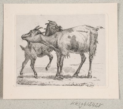 Eine Ziege mit ihrem Kitz von Johannes Wilhelm Zillen