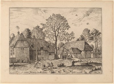 Bauernhöfe mit Ziehbrunnen von Johannes and Lucas van Doetechum after Master of the Small Landscapes