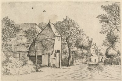 Dorfstraße mit Ziehbrunnen von Johannes and Lucas van Doetechum after the Master of the Small Landscapes