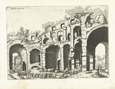 Ansicht eines Amphitheaters wahrscheinlich das Kolosseum von Johannes of Lucas van Doetechum (attributed to)