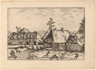 Bauernhof und Häuserreihe von Johannes van Doetechum, the Elder and Lucas