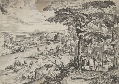 Euntes in Emaus Landschaft mit Pilgern in Emmaus, ca. 1555-56 von Johannes and Lucas van Doetecum