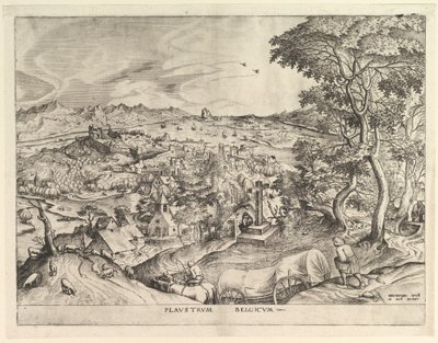 Der belgische Wagen Plaustrum Belgicum aus Die großen Landschaften, ca. 1555-56 von Johannes van Doetecum I