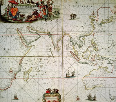 Karte von Afrika, Indien, Indischer Ozean und Ostindien von Johannes van Keulen