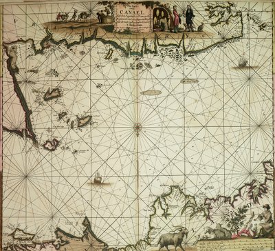 Pas-caert van de Canael, zwischen England und Frankreich, von Pleymuyen bis zu den Sorlinges, sowie von Portbimel bis Heyssant von Johannes van Keulen