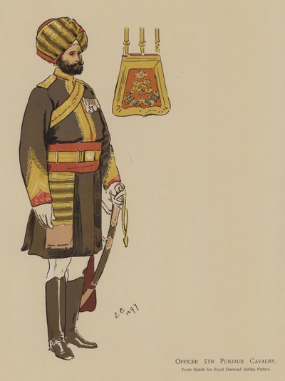 Offizier der 5. Punjab-Kavallerie (Farblithographie) von John (after) Charlton