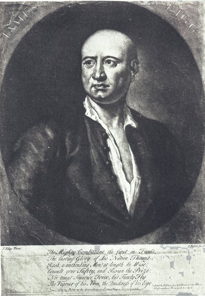 James Figg, erster englischer Bare-Knuckle-Boxmeister, gestorben 1734 (Gravur) von John (after) Ellys
