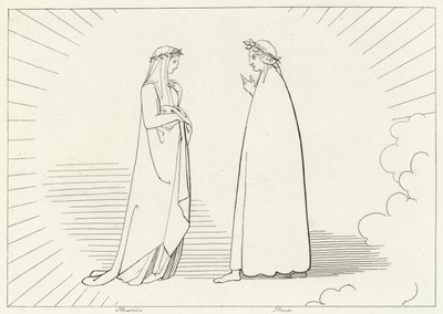 Beatrice und Dante, Paradies, Gesang 7 von John (after) Flaxman