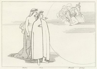 Bewohner des Mondes, Paradies, Gesang 3 (Gravur) von John (after) Flaxman