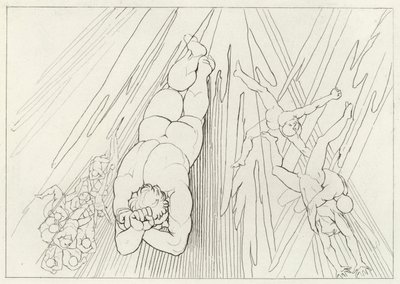 Luzifer, Fegefeuer, Gesang 12 (Gravur) von John (after) Flaxman
