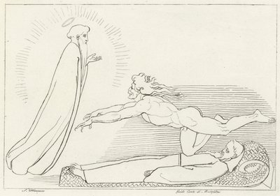Der Streit um Guido De Montefeltro, Inferno, Gesang 27 (Gravur) von John (after) Flaxman