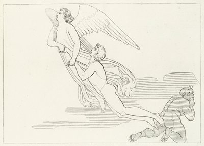 Die Befreiung von Buonaconte, Fegefeuer, Gesang 5 (Gravur) von John (after) Flaxman