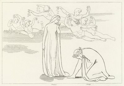 Der Abstieg von Beatrice, Fegefeuer, Gesang 30 (Gravur) von John (after) Flaxman
