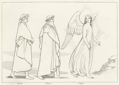Der führende Engel, Fegefeuer, Gesang 15 (Gravur) von John (after) Flaxman
