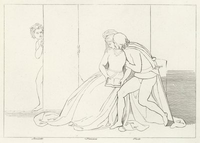 Die Liebenden überrascht, Inferno, Gesang 5 (Gravur) von John (after) Flaxman