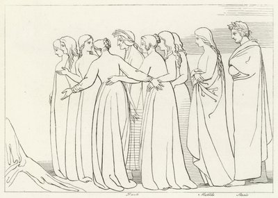 Der Fluss Eunoe, Fegefeuer, Gesang 33 von John (after) Flaxman