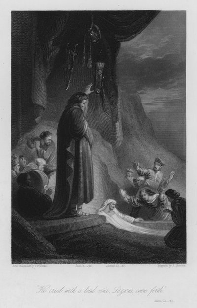 Die Auferweckung des Lazarus, Johannes XI, 43 (Gravur) von John (after) Gilbert