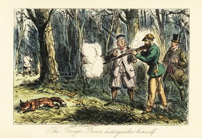 Deutscher Aristokrat tötet versehentlich einen Fuchs bei einer Jagdgesellschaft von John (after) Leech