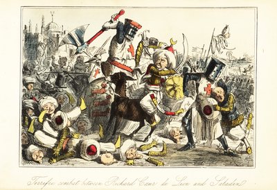 König Richard I. kämpft gegen Saladin in der Schlacht von Arsuf (Azotus), Palästina von John (after) Leech