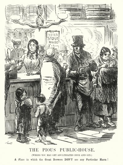 Punch-Karikatur: Das fromme Wirtshaus von John (after) Leech