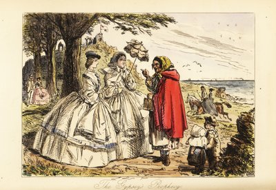 Rosa McDermott und ihre Mutter hören eine Prophezeiung von einer Romani-Wahrsagerin während eines Spaziergangs von John (after) Leech