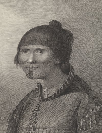 Eine Frau von Oonalashka, spätes 18. Jahrhundert (Gravur) von John (after) Webber
