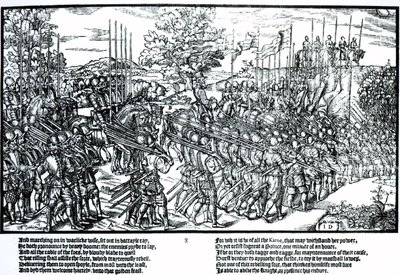 Sidney und die englische Armee auf dem Marsch mit Standarten und Trompeten, Platte 8 aus 