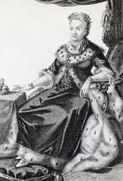 Katharina II., geboren als Sophie Friederike Auguste (1729-1796), Kaiserin von Russland, Gravur von Walter Charles Mills