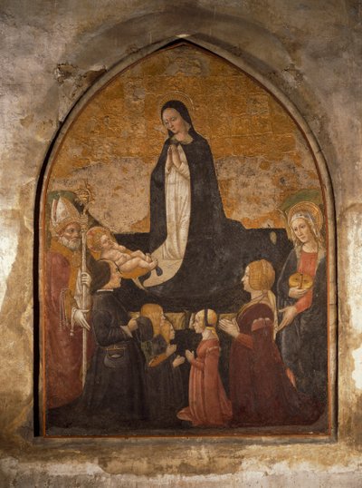 Italien, Mailand, Kirche St. Maria delle Grazie, Kapelle des Turms, Jungfrau, die das Kind anbetet (Fresko) von Walter Charles Mills