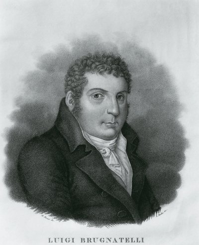 Porträt von Luigi Valentino Brugnatelli (1761-1818), italienischer Chemiker und Erfinder der Galvanoplastik, Radierung von Luigi Rados (1773-1840) nach einer Zeichnung von Roberto Focosi (1806-1862) von Walter Charles Mills