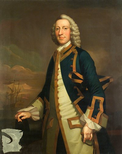 Porträt eines Kapitäns, ca. 1750 von John (attr.to) Wollaston