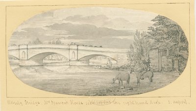 Wolseley-Brücke: Feder- und Tuschzeichnung, undatiert [1799-1854] von John Allport