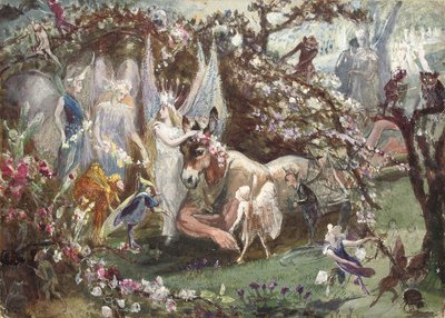 Titania und Zettel aus William Shakespeares "Ein Sommernachtstraum" von John Anster Fitzgerald