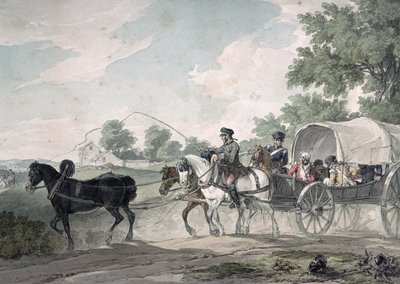 Belgischer Wagen transportiert Verwundete vom Schlachtfeld nach der Schlacht von Waterloo, 1815 von John Augustus Atkinson