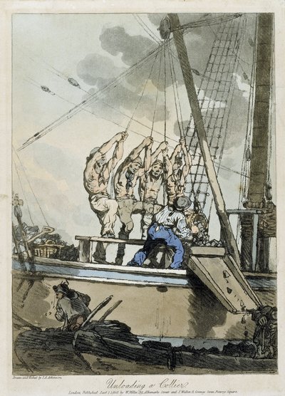 Entladen von Kohle aus einem Fracht- und Dampfschiff von John Augustus Atkinson