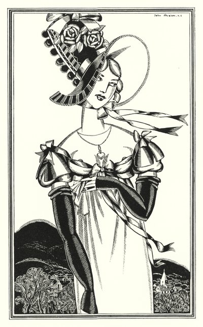 Illustration für Don Juan von Lord Byron: Ein Hut, den das schöne Geschlecht trägt von John Austen
