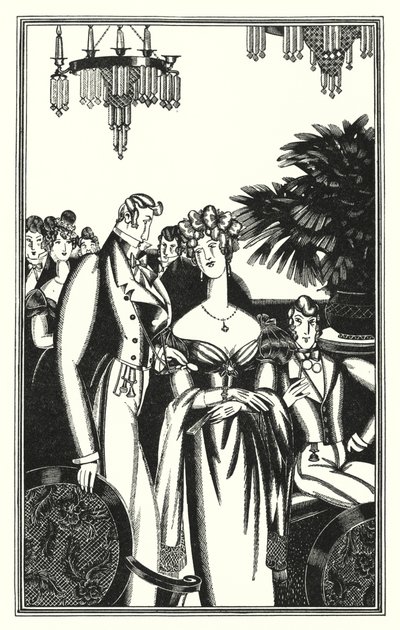Illustration für Don Juan von Lord Byron: Juan wurde in die beste Gesellschaft aufgenommen von John Austen