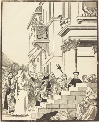 Darstellung der Jungfrau im Tempel (Mittelplatte) von John Baptist Jackson after Titian