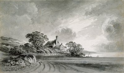 Ein Cottage in der Nähe des Ufers eines Sees, 18. Jahrhundert von John Baptist Malchair